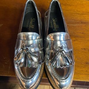 Silver platform loafers